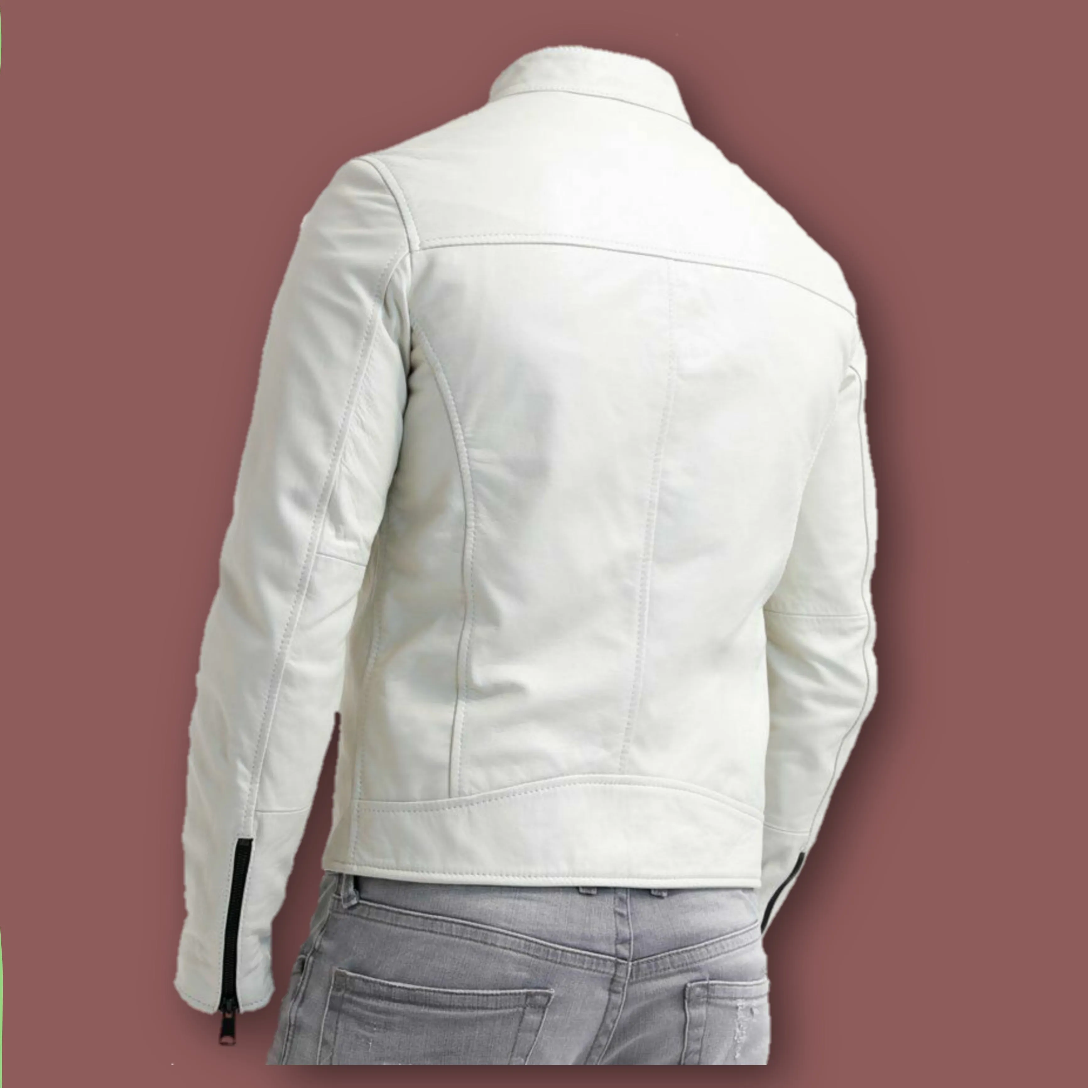Bila White Genuine Leather Jacket for Men-B