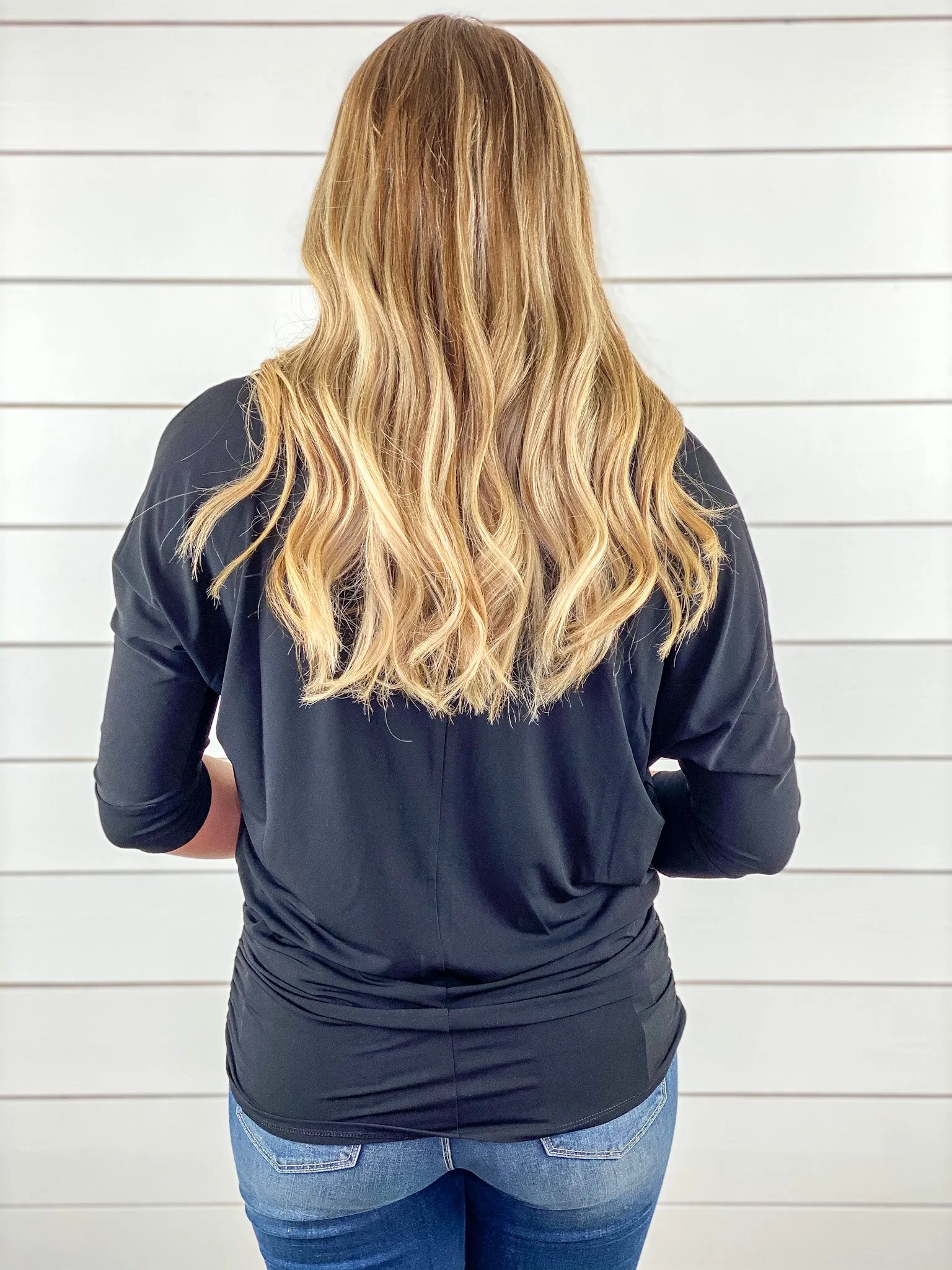 Black 3/4 Sleeve Top - Restocked!!