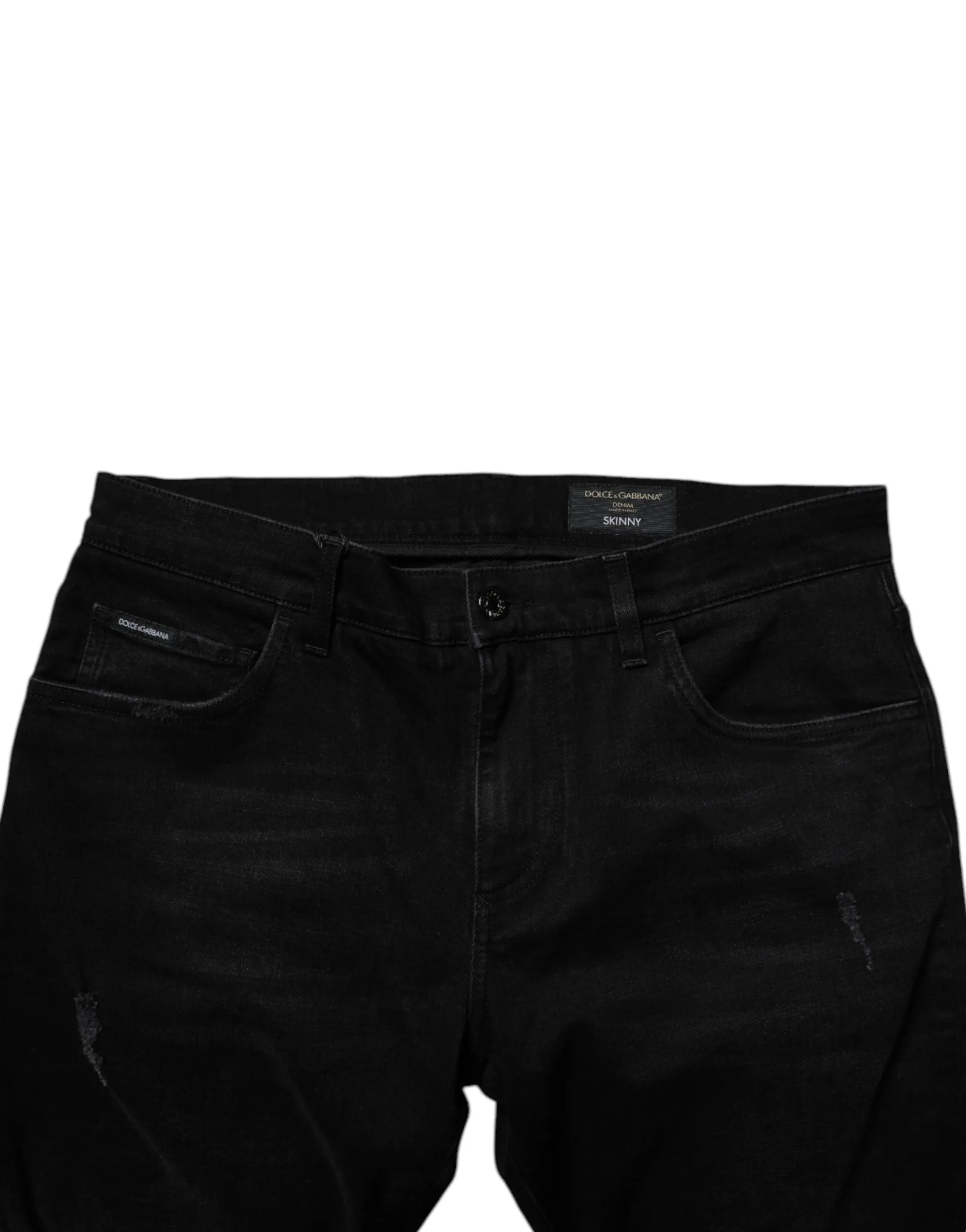 Black Cotton Tattered Skinny Men Denim Jeans