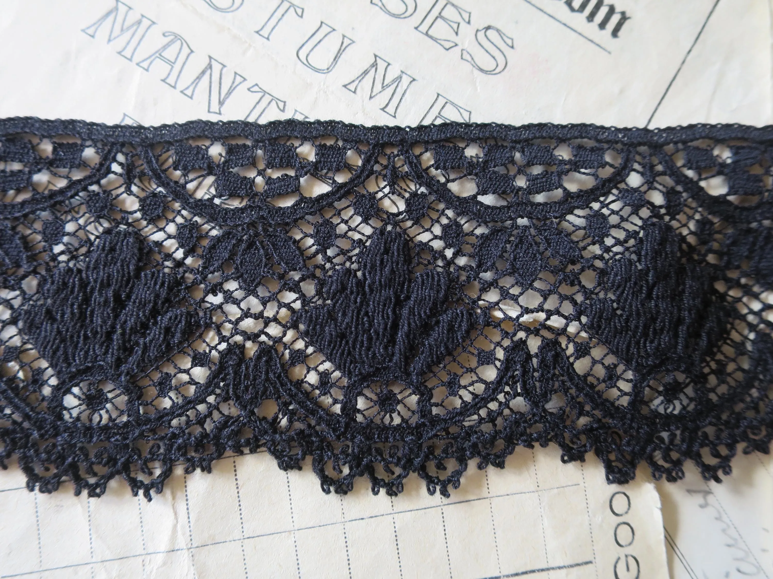 Black English Nottingham Lace- Baroque Guipure- 5.5 cm