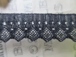Black English Nottingham Lace- Zig Zag- 2 cm