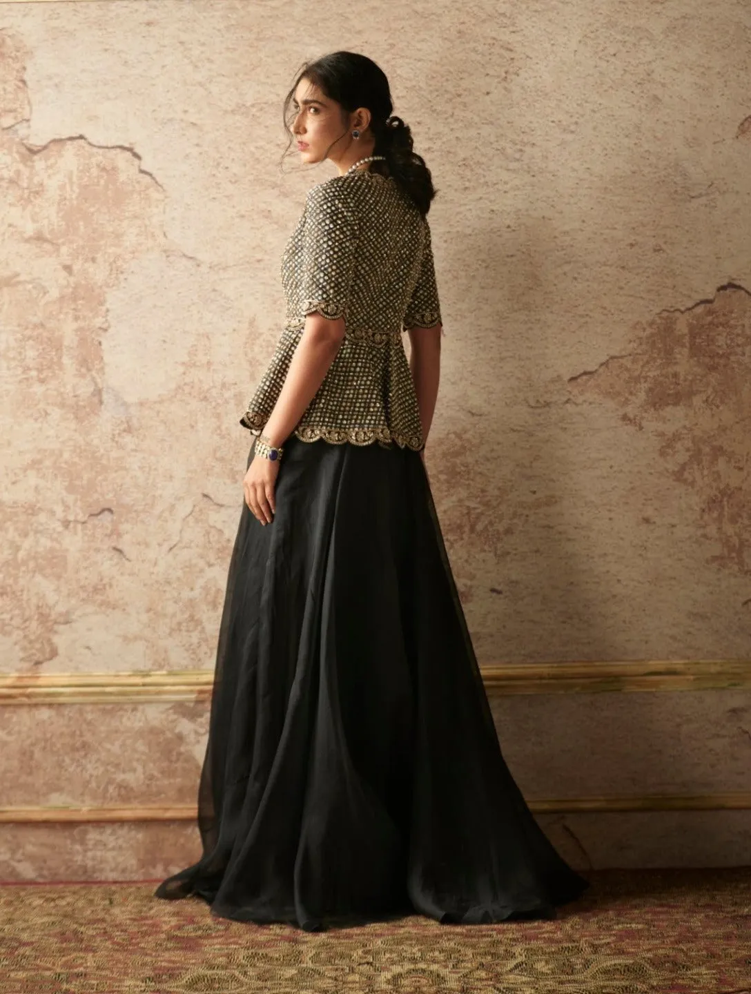 Black Folk Printed Sharara Set