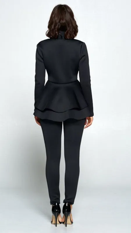 “Black Out” Peplum 2pc Pants Suit