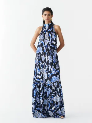 Black Pineapple Halter Dress