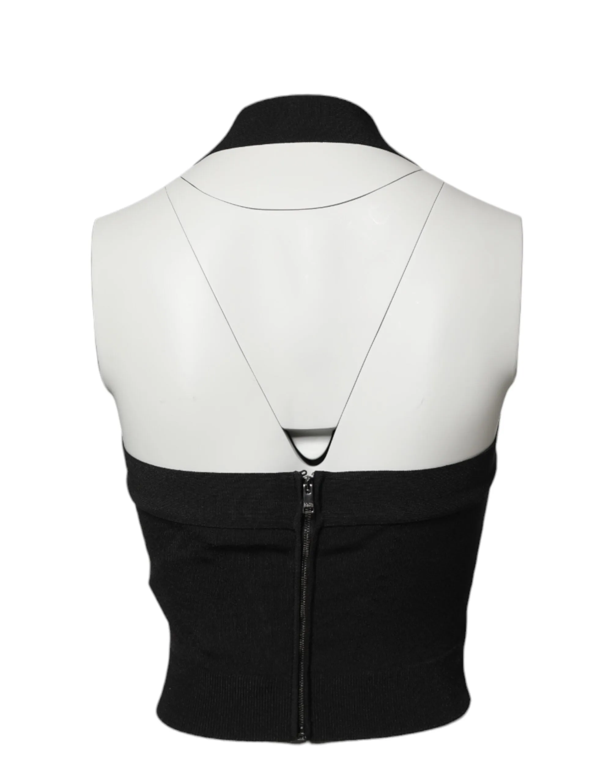 Black Sleeveless Halter Cropped Backless Top