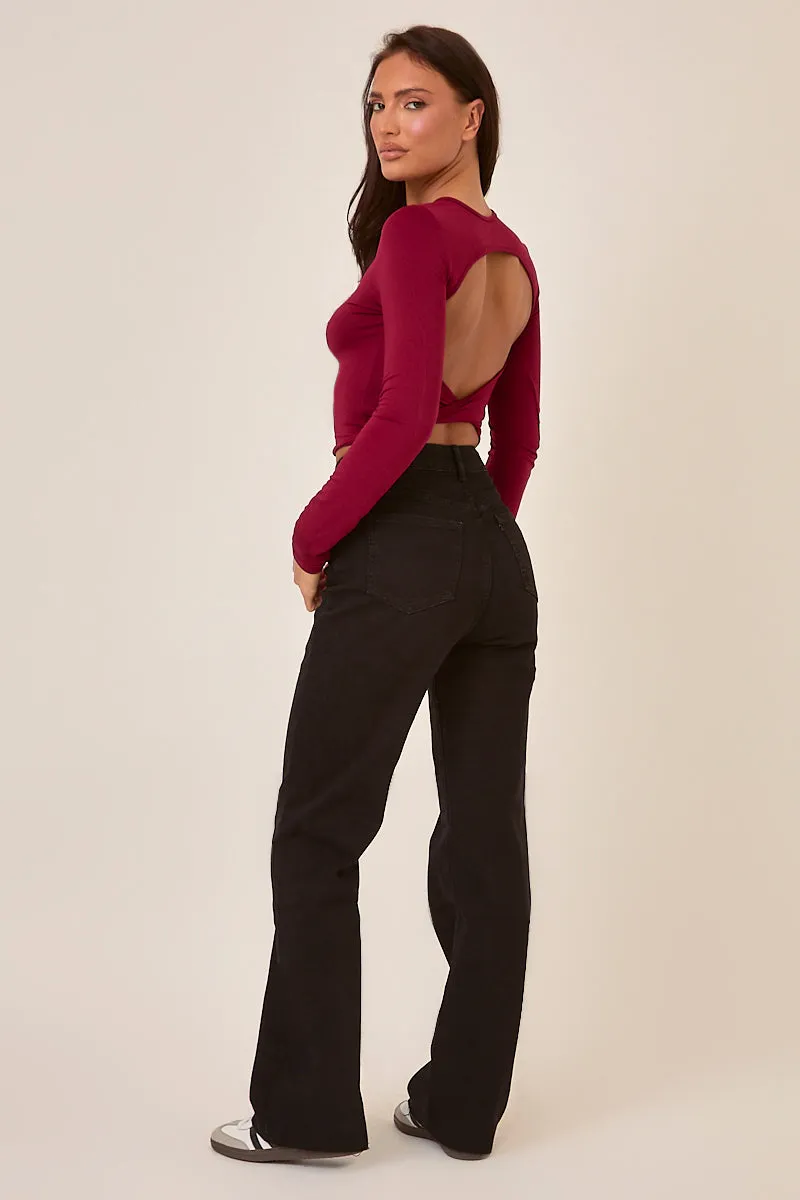 Black Stretch Frayed Hem Straight Leg Jeans - Scarlett