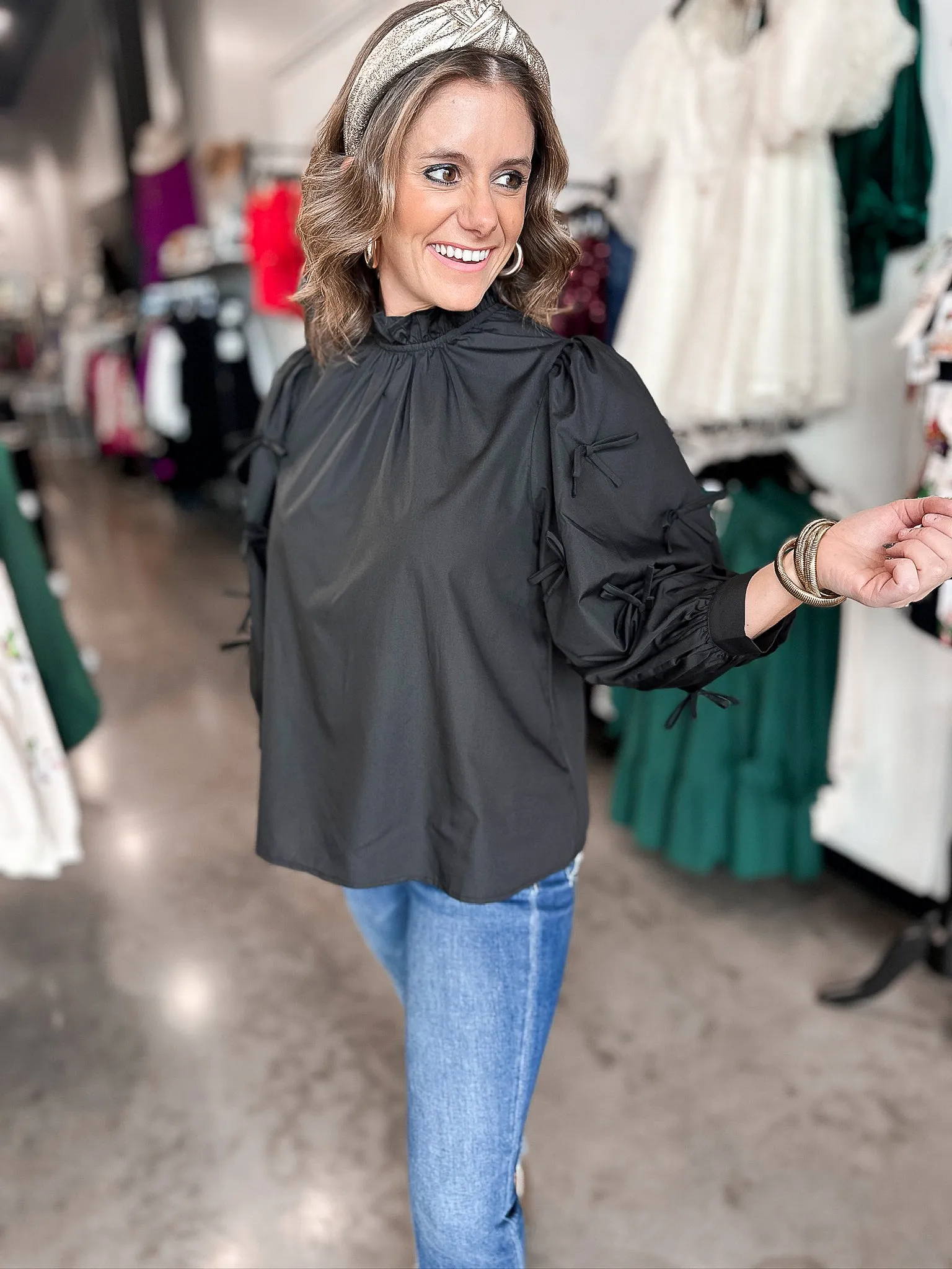 Blissful in Bows High Neck Blouse