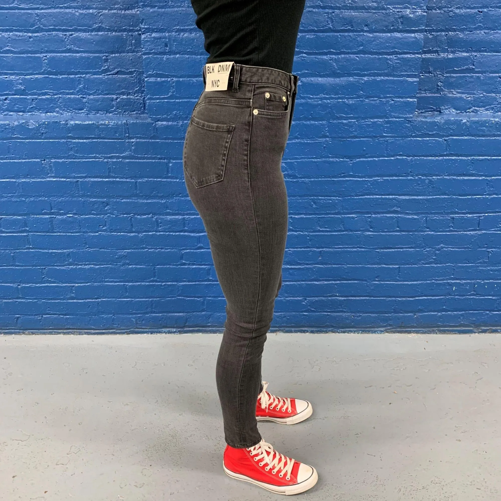 BLK DNM Womens Delancey Black High Rise Skinny Jeans