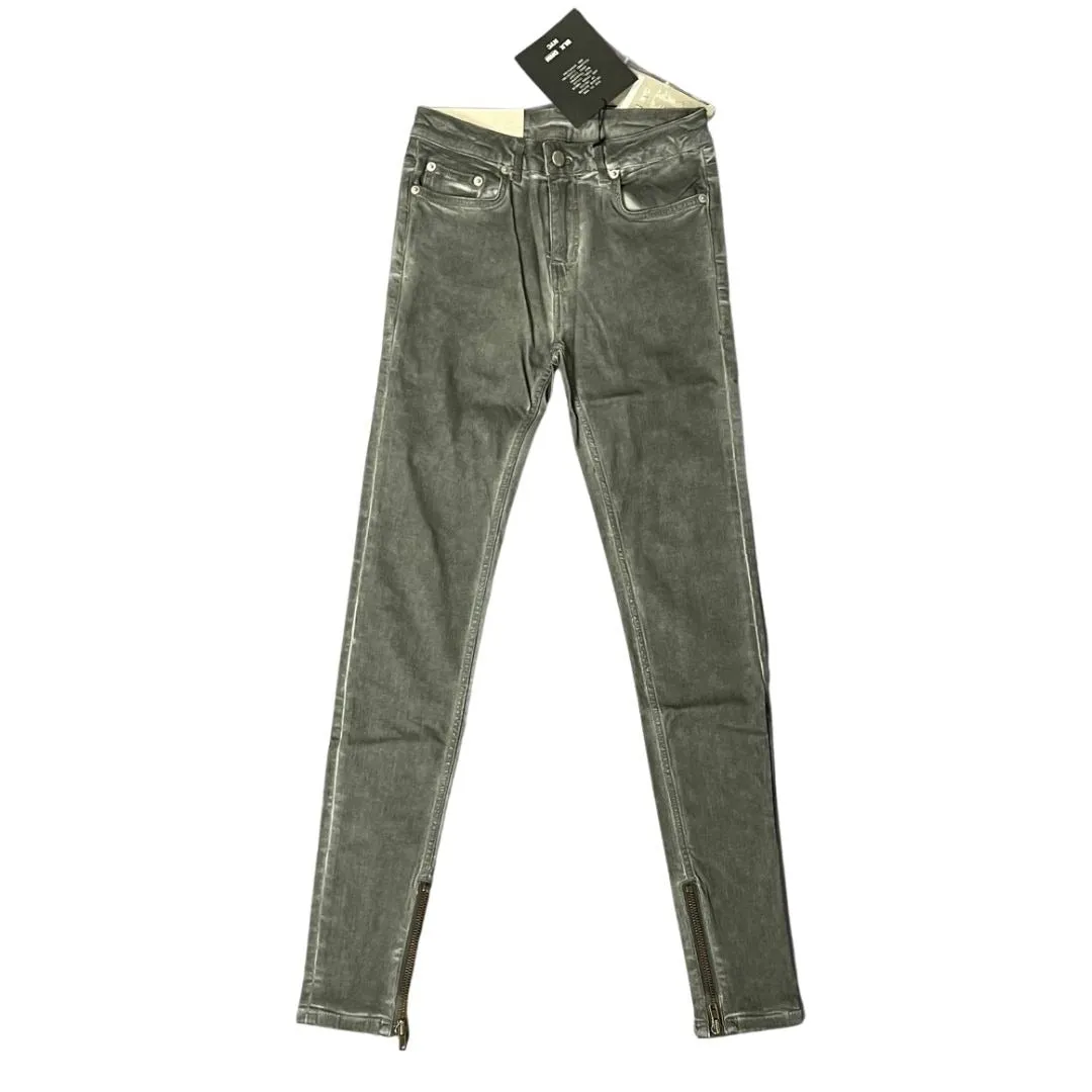 BLK DNM Womens Ridge Grey Mid Rise Skinny Jeans