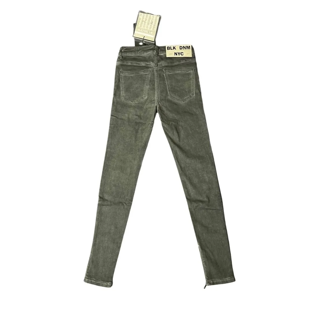BLK DNM Womens Ridge Grey Mid Rise Skinny Jeans