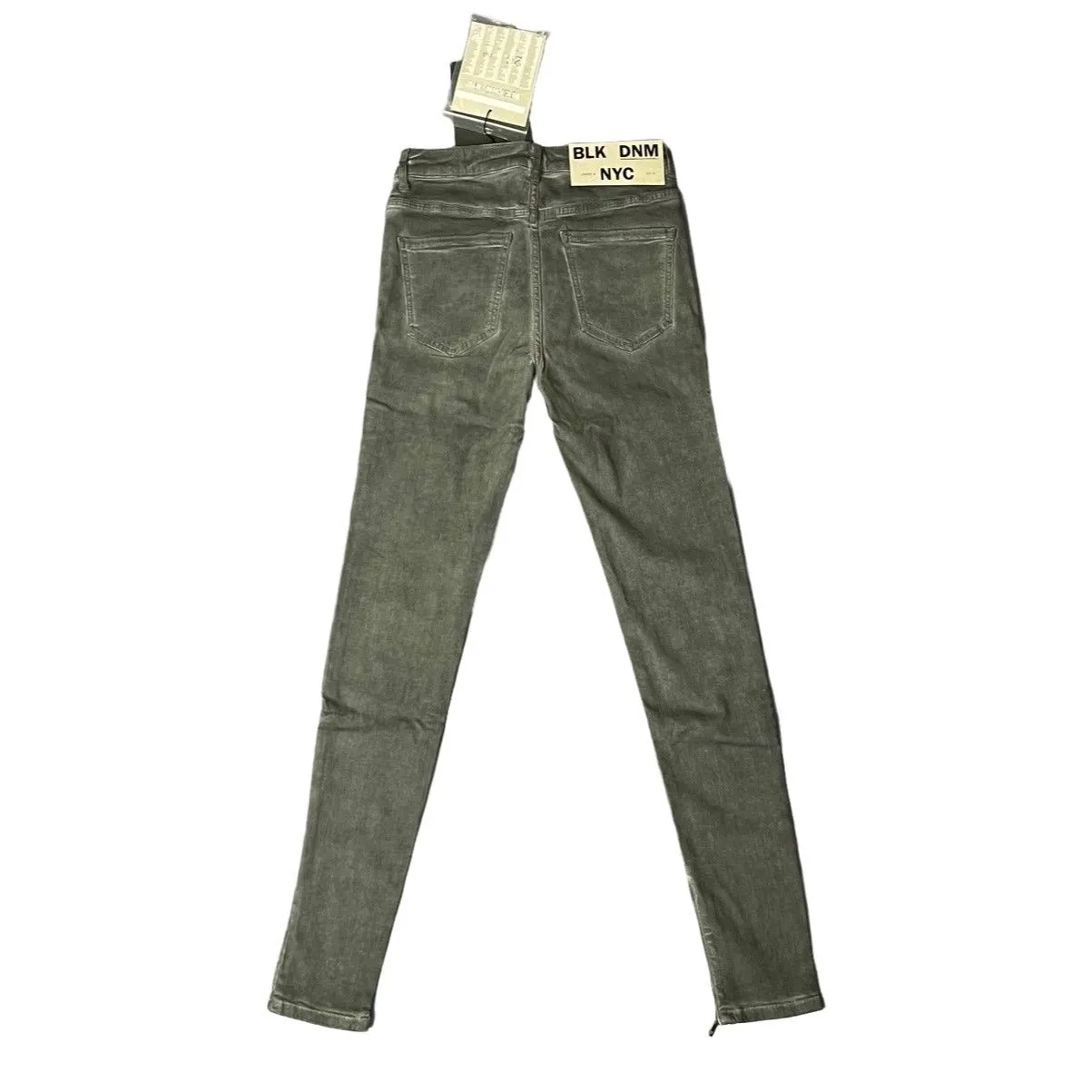 BLK DNM Womens Ridge Grey Mid Rise Skinny Jeans