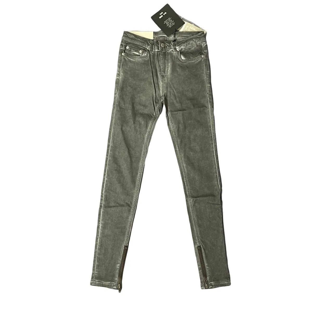BLK DNM Womens Ridge Grey Mid Rise Skinny Jeans