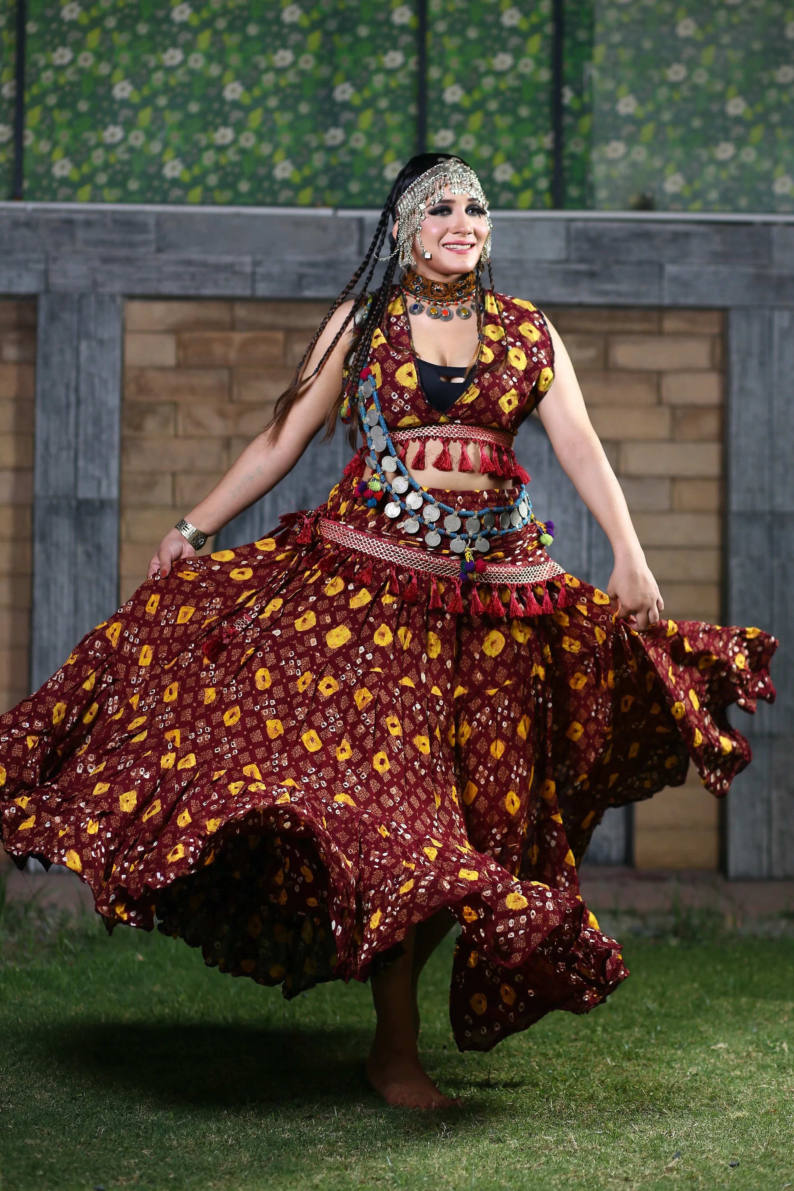 Block print Jaipur Choli/halter top burgundy WS