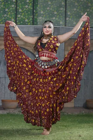 Block print Jaipur Choli/halter top burgundy WS