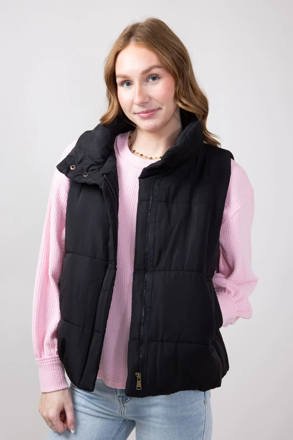 Blu Pepper Puffer Vest for Women in Black | CR2170-BLACK