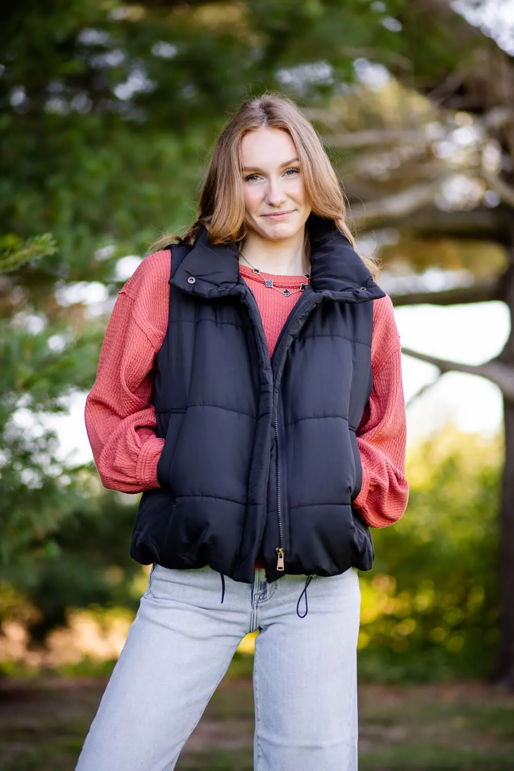 Blu Pepper Puffer Vest for Women in Black | CR2170-BLACK