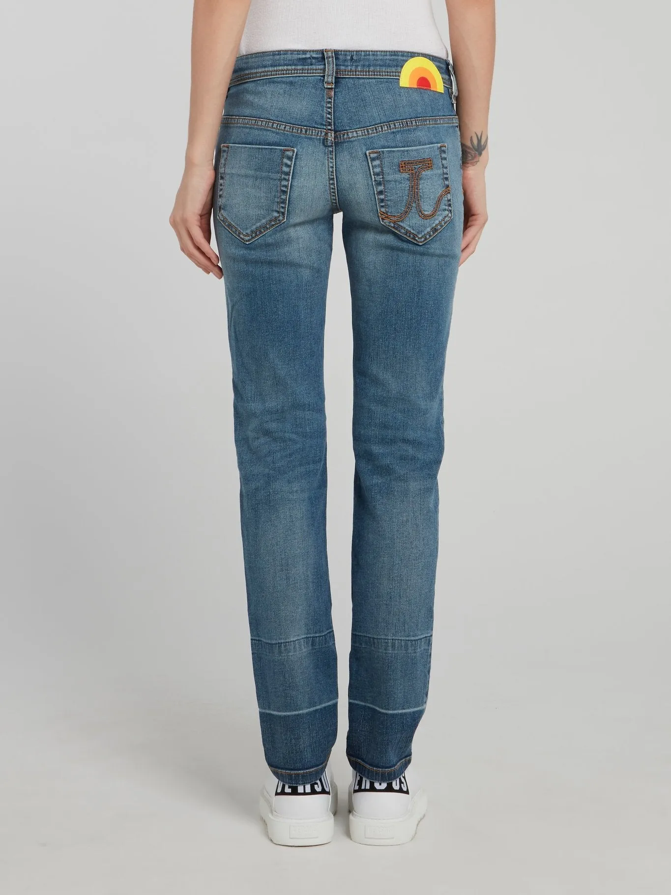 Blue Straight Leg Denim Jeans