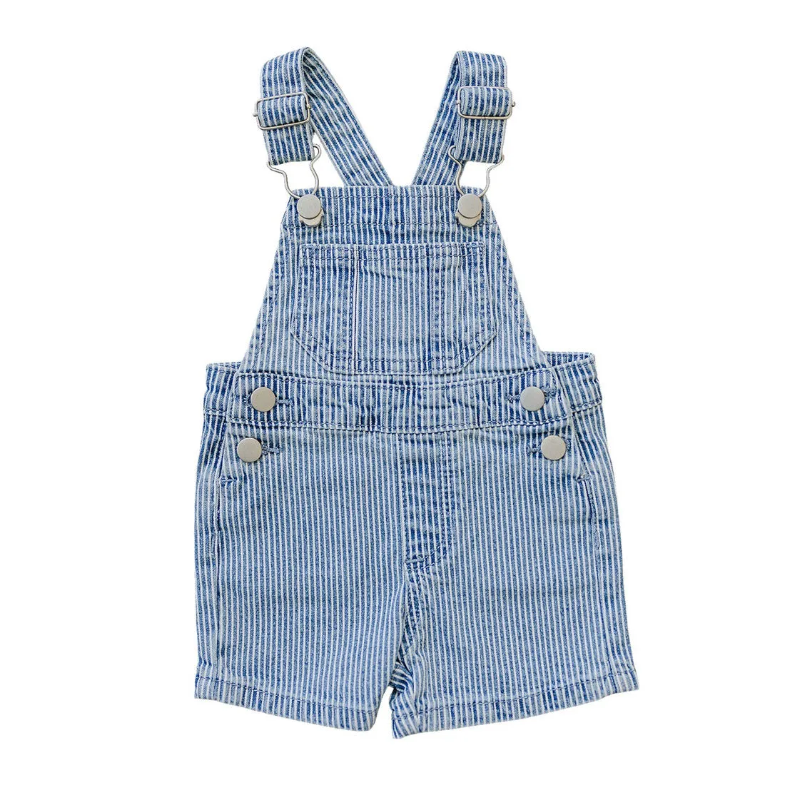 Blue Stripe Short Overalls