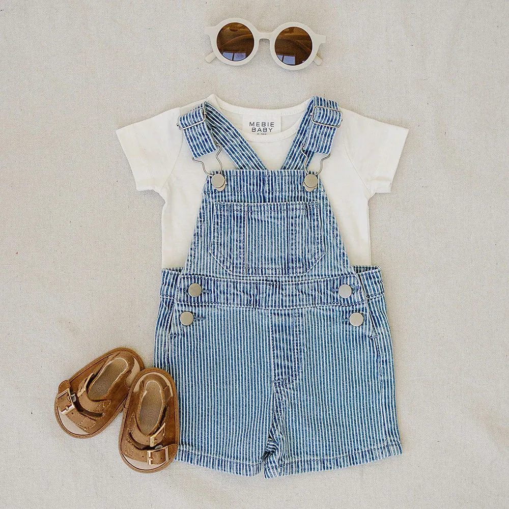 Blue Stripe Short Overalls