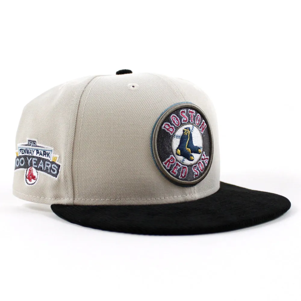 Boston Red Sox 100 Years Fenway Park New Era 59Fifty Fitted Hat (Stone Corduroy Green Underbrim)
