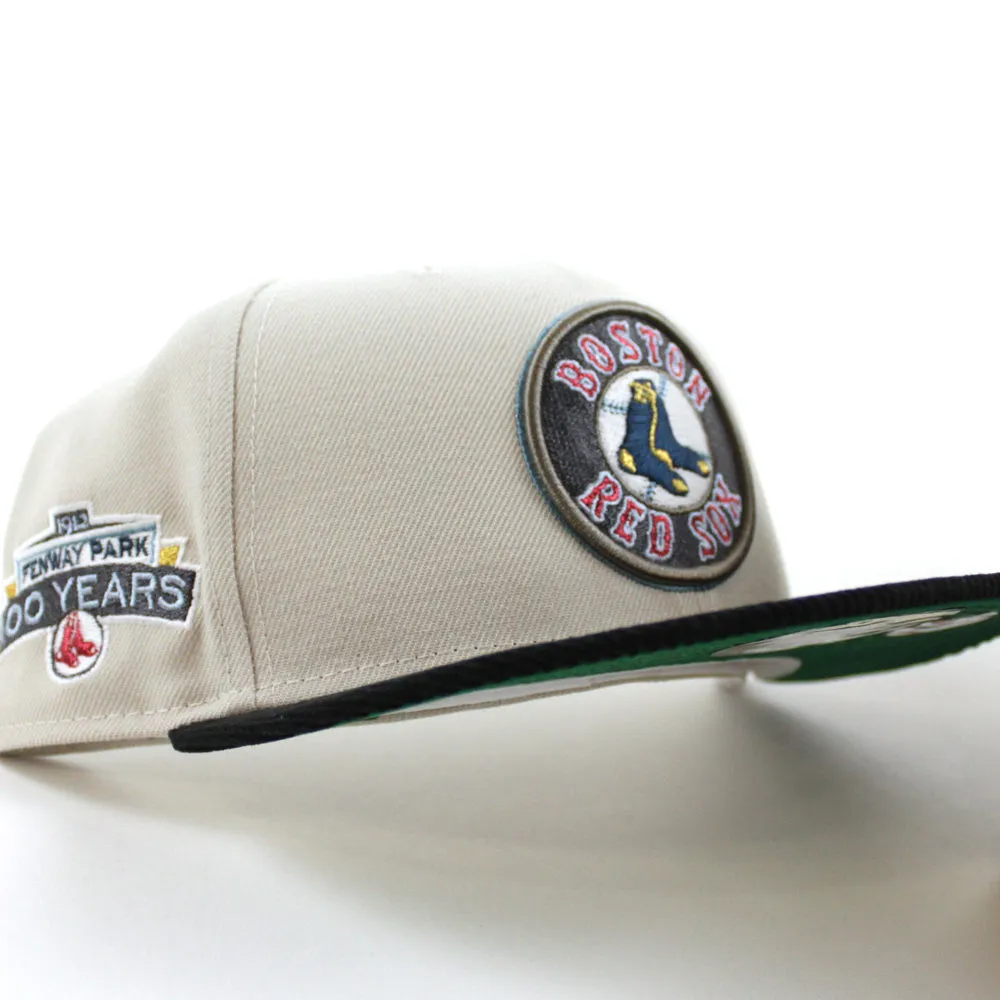 Boston Red Sox 100 Years Fenway Park New Era 59Fifty Fitted Hat (Stone Corduroy Green Underbrim)