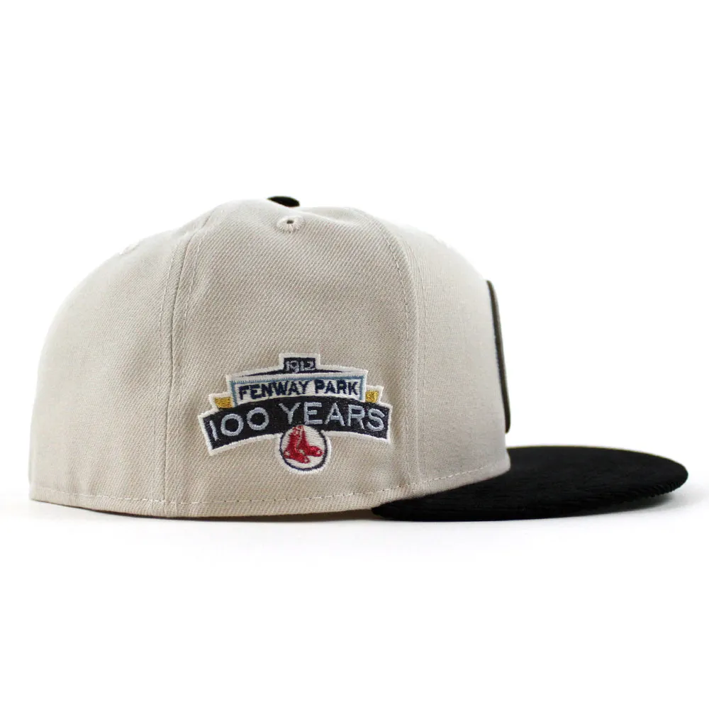 Boston Red Sox 100 Years Fenway Park New Era 59Fifty Fitted Hat (Stone Corduroy Green Underbrim)