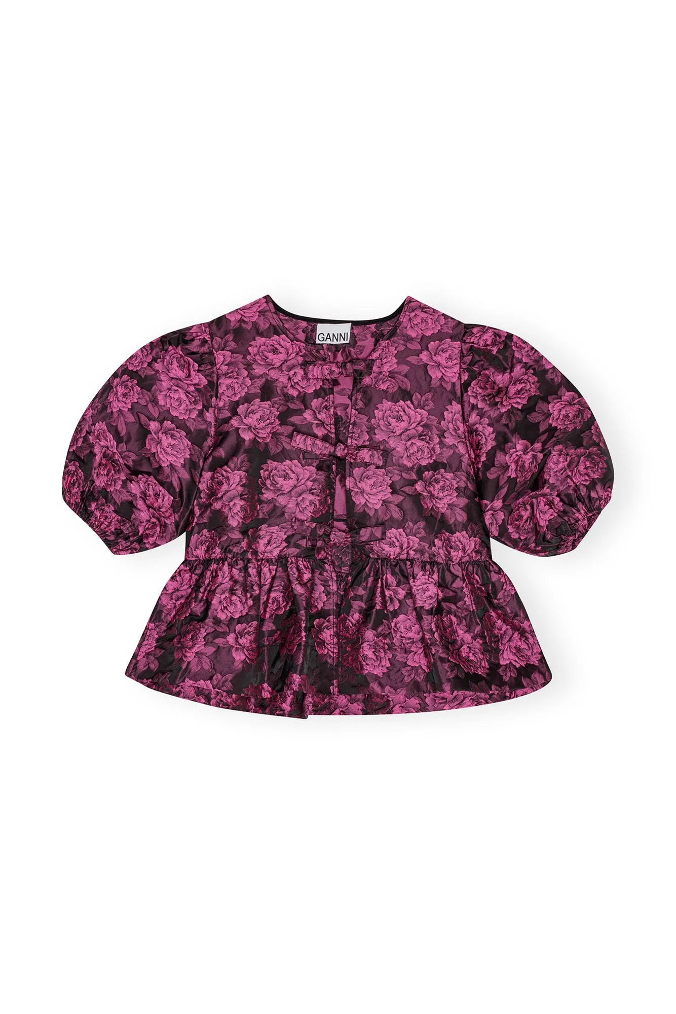 Botanical Jacquard Peplum Top