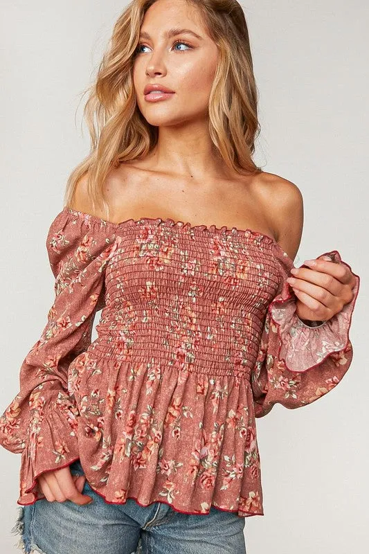 Bristol Floral Babydoll Blouse | Mauve