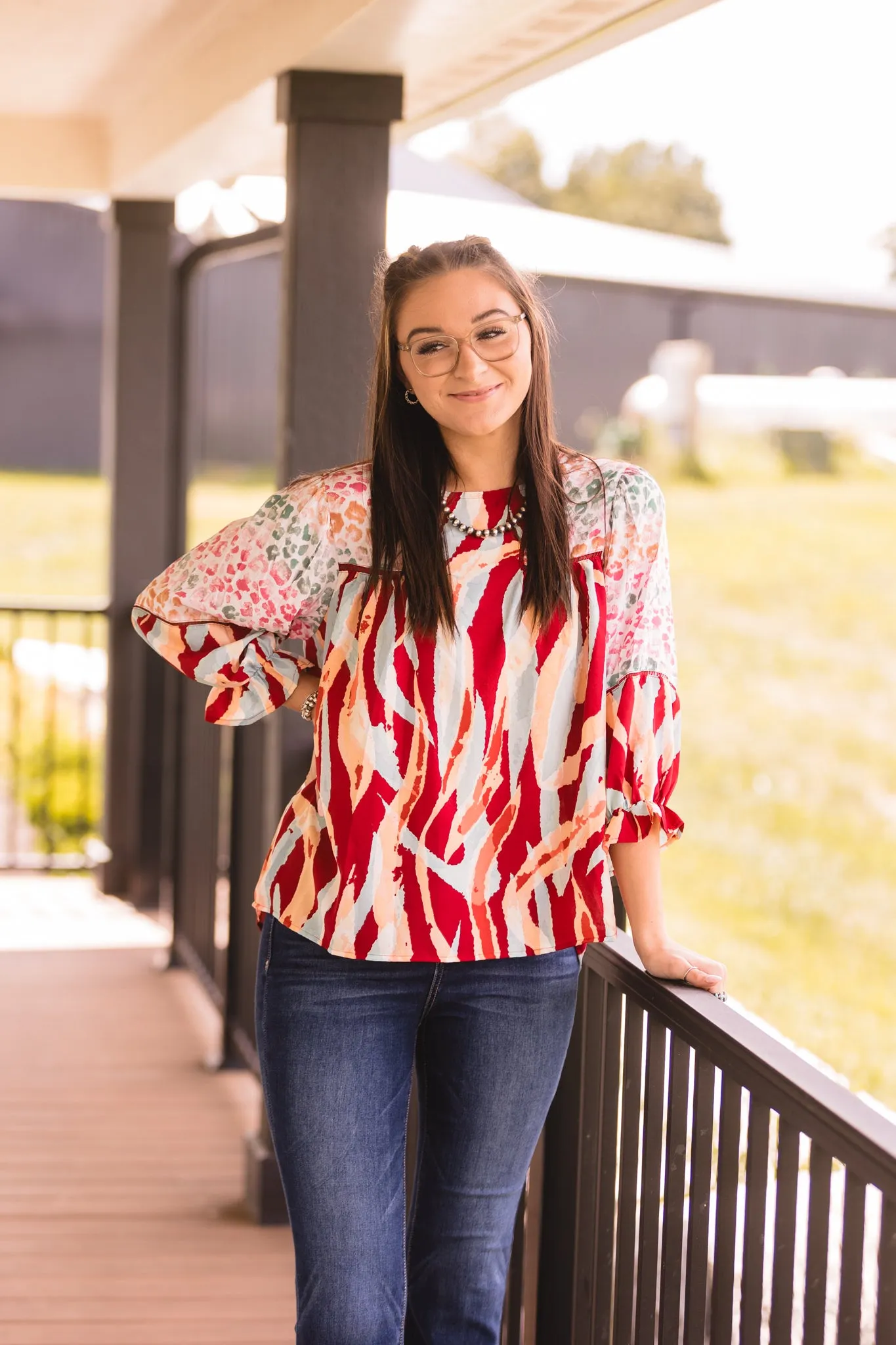 Brush Stroke   Cheetah Mix Blouse