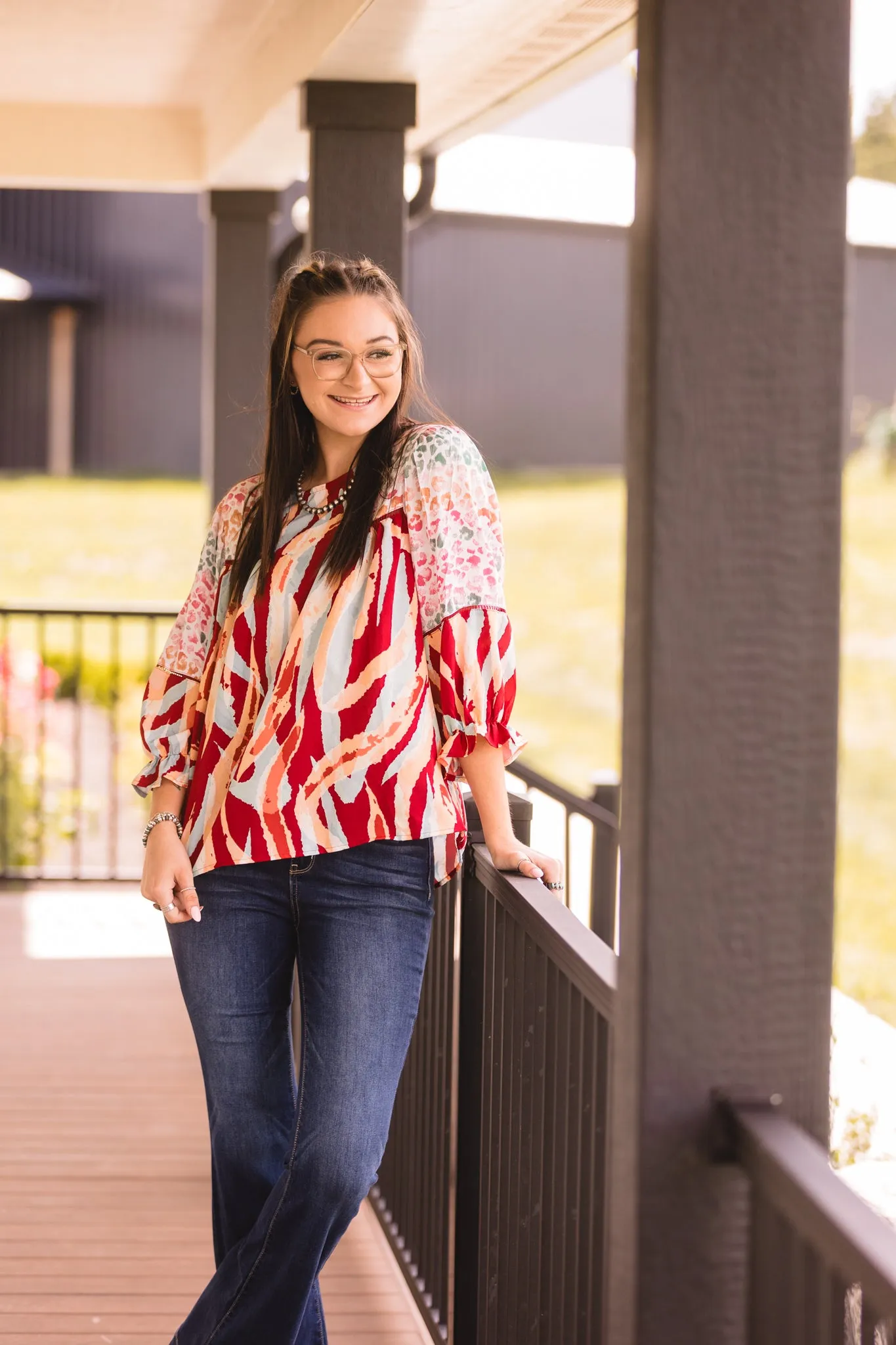Brush Stroke   Cheetah Mix Blouse
