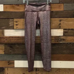 Burgundy Foil Snake Print Yoga Pants