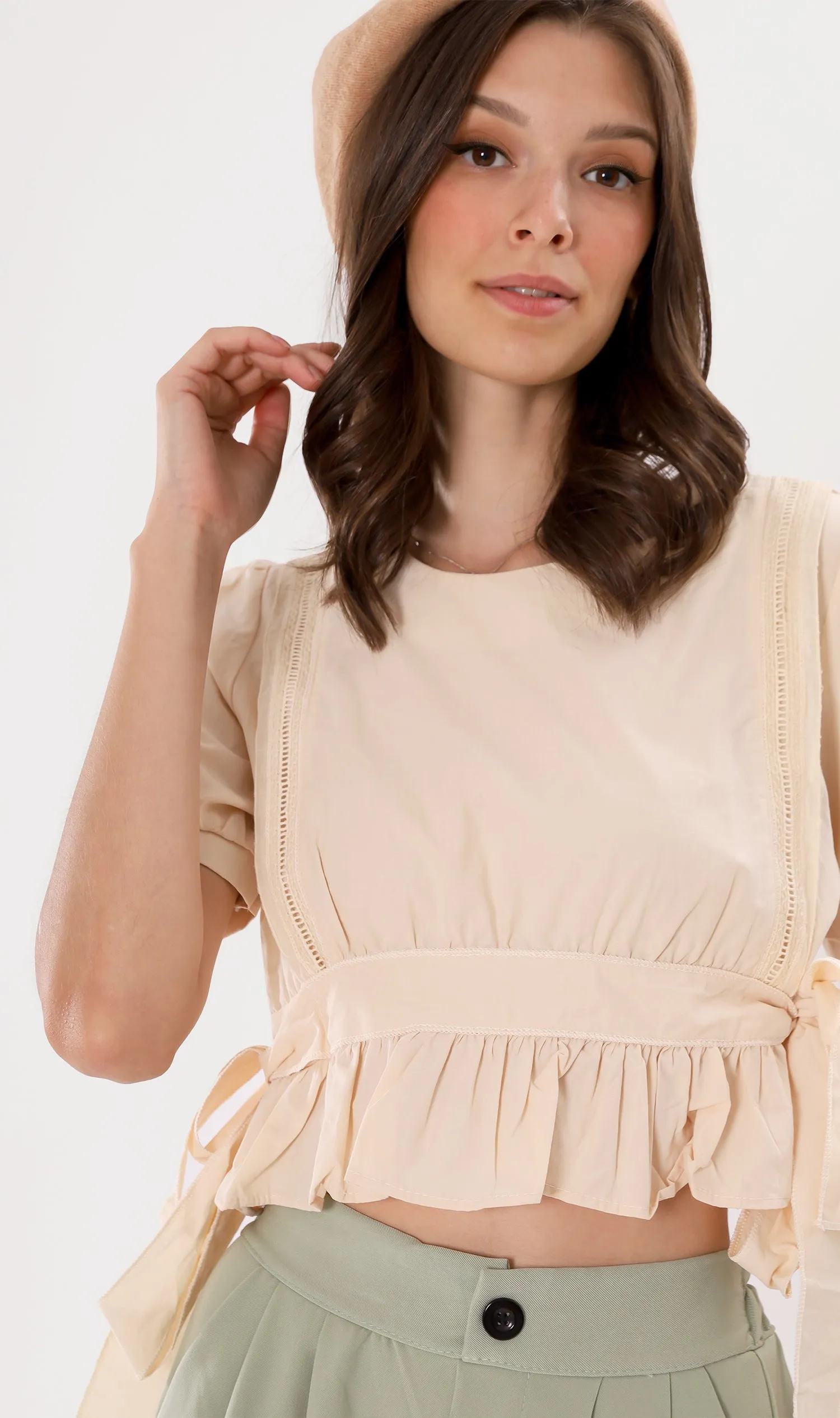 CALISTA Ruffled Prairie Top (Cream)