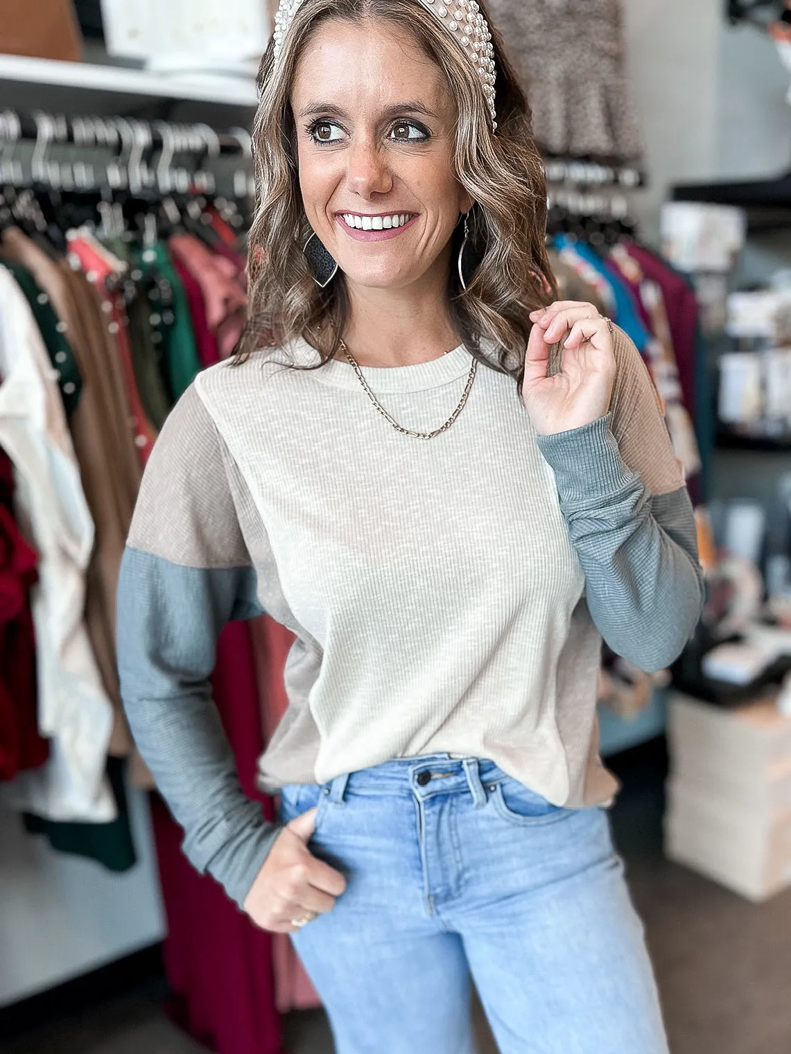 Callie Colorblock Long Sleeve Top