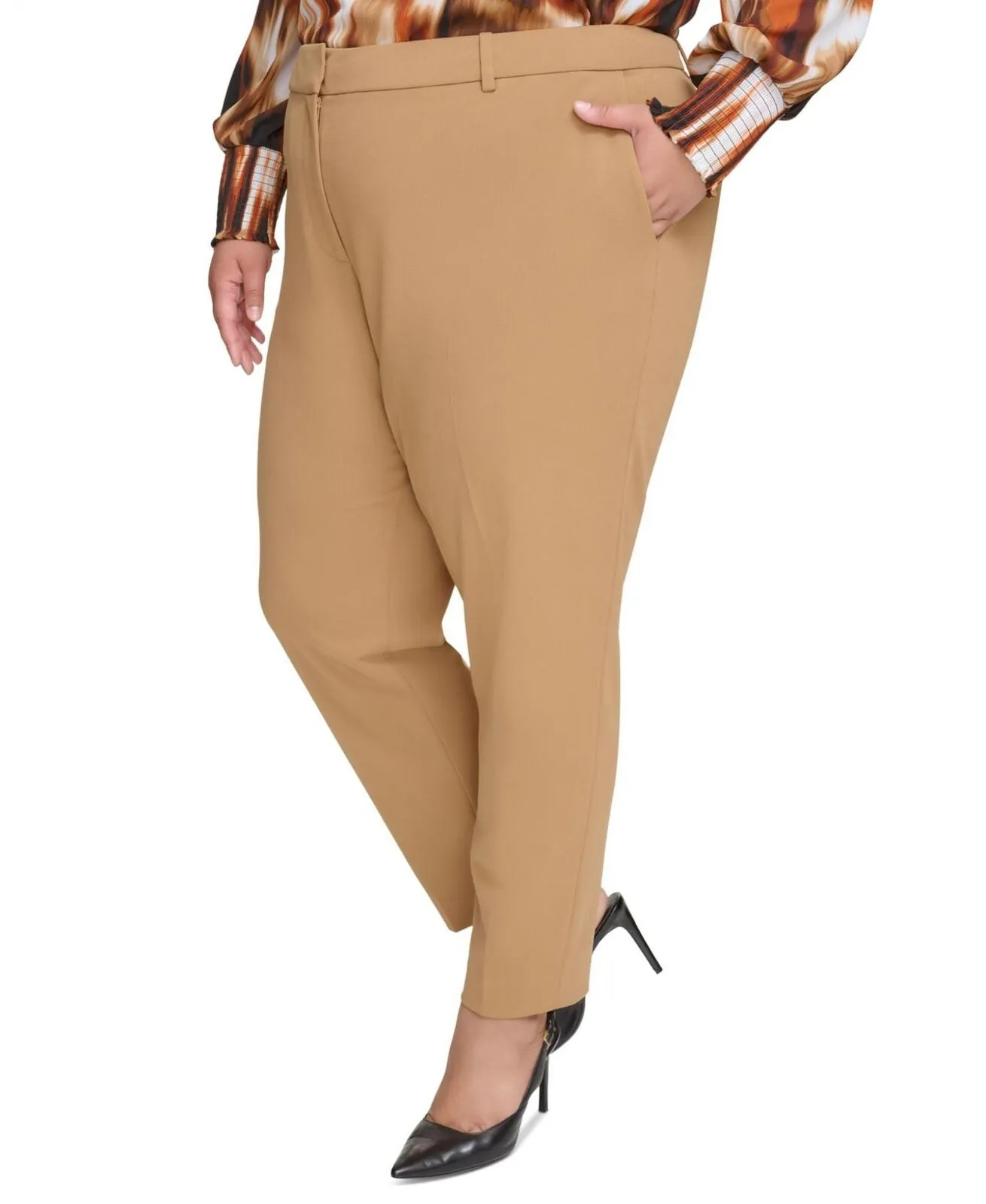 Calvin Klein Womens Plus Size Straight-Leg Ankle Pants X38PC006