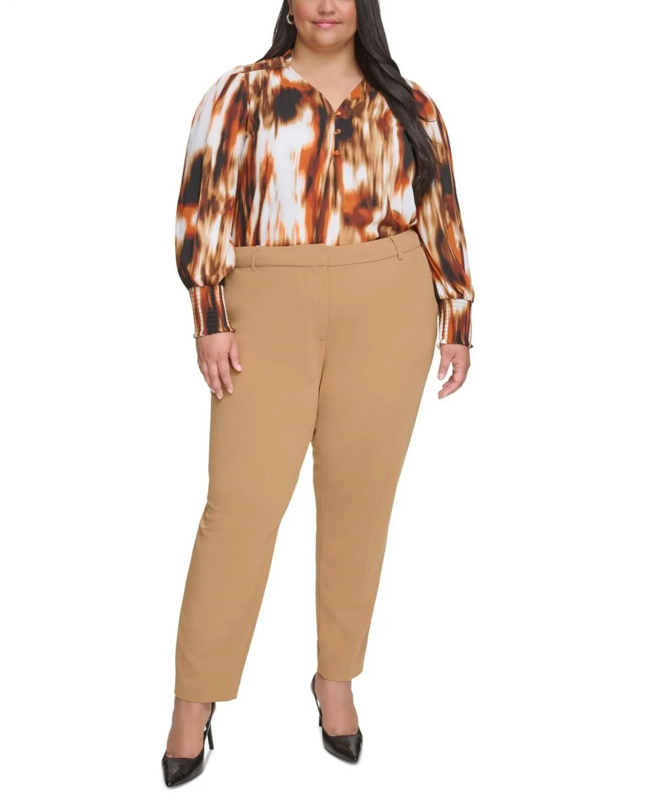 Calvin Klein Womens Plus Size Straight-Leg Ankle Pants X38PC006