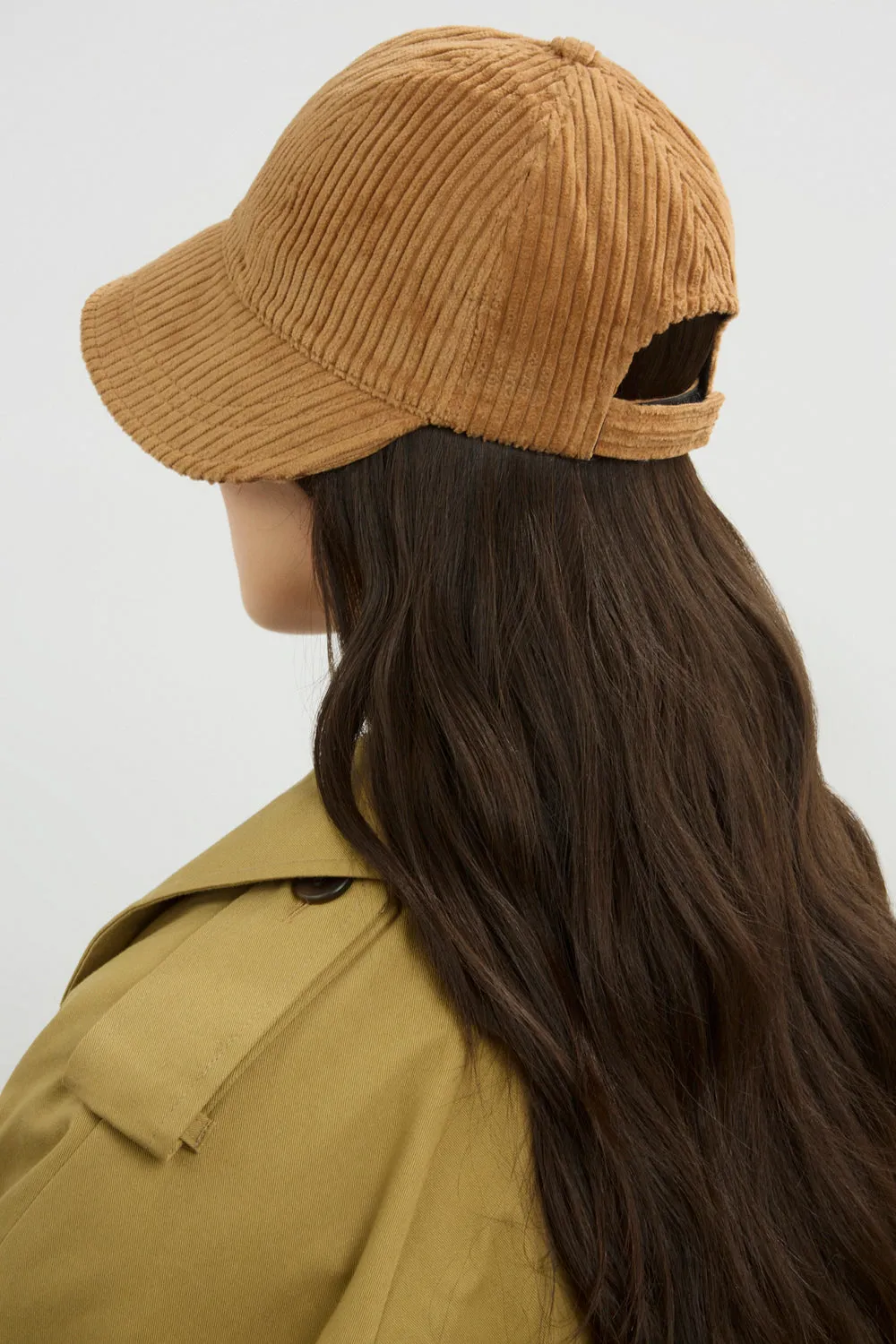 Camel wide wale corduroy cap