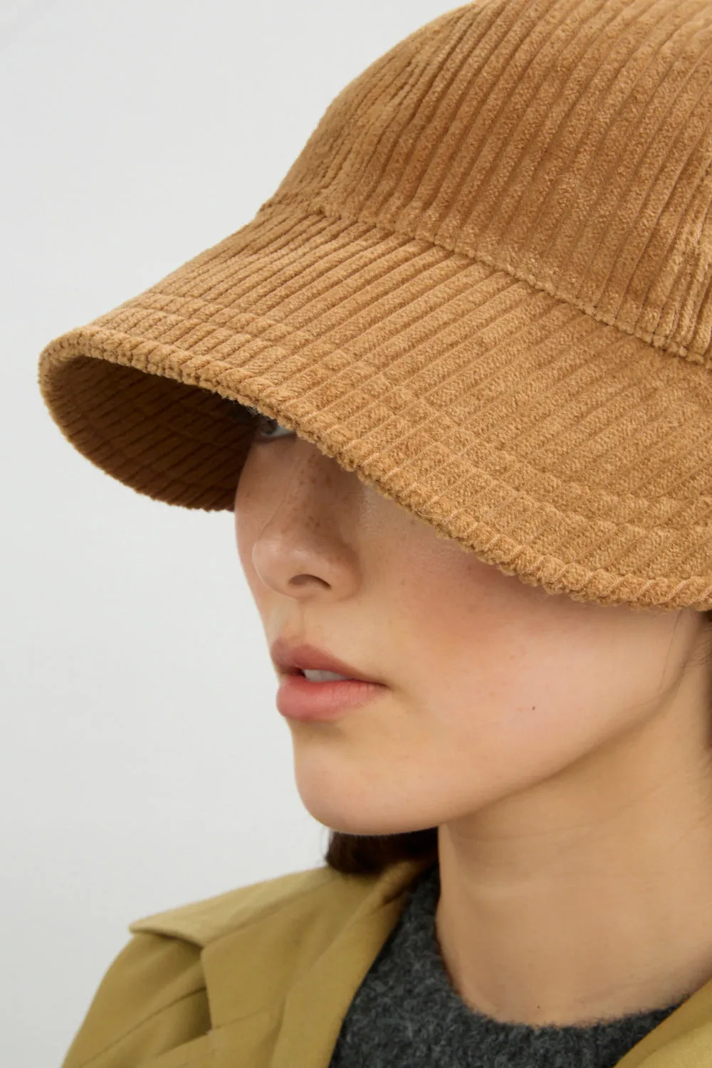 Camel wide wale corduroy cap