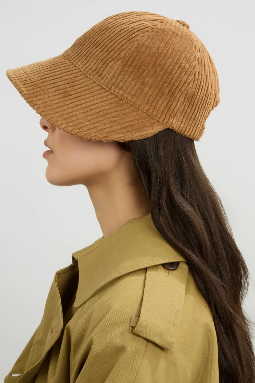 Camel wide wale corduroy cap