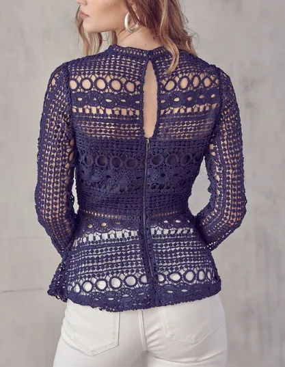 Cari Crochet Peplum Top