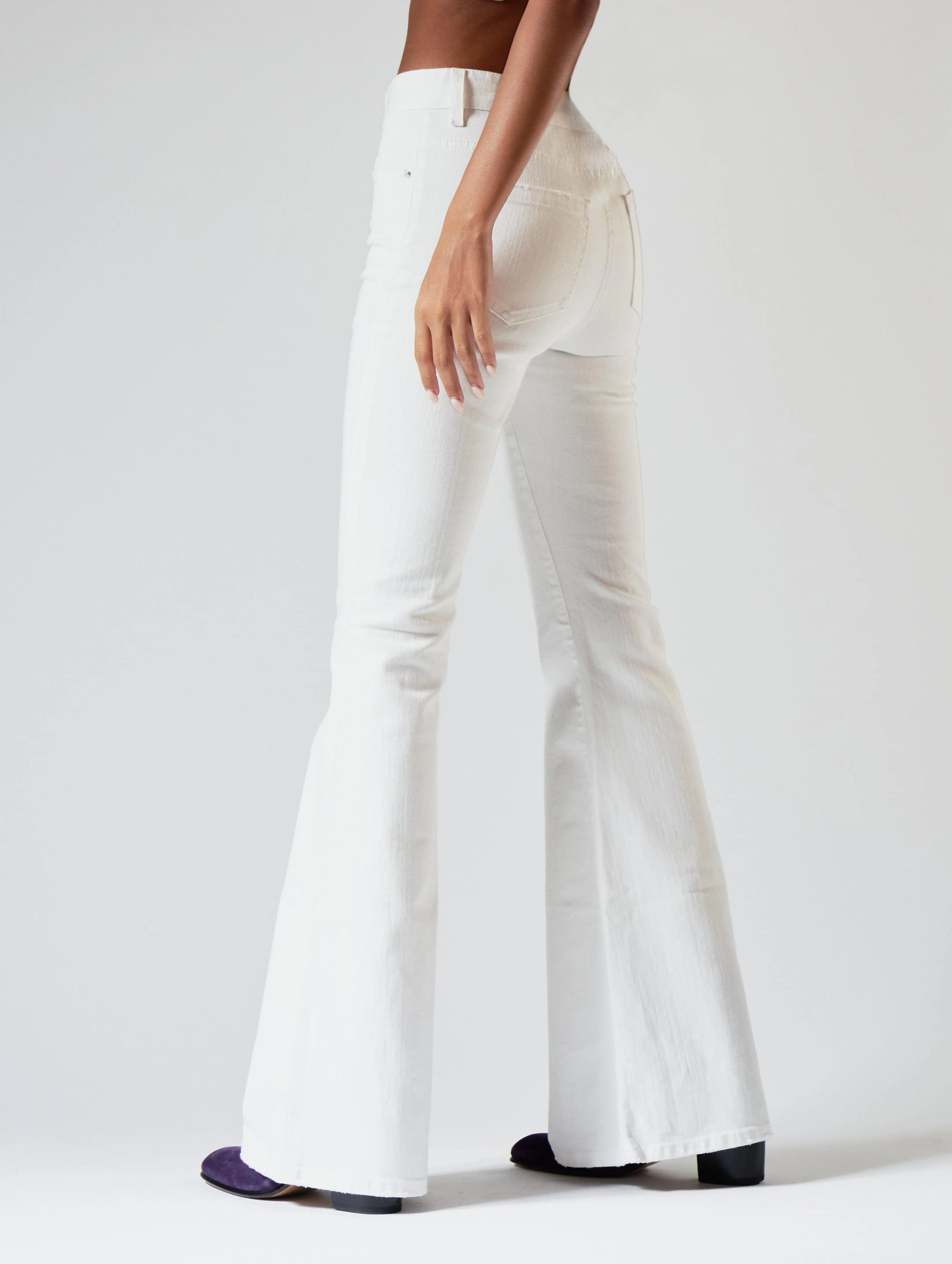 CAROLE BELL BOTTOM JEANS IN WHITE - Woman
