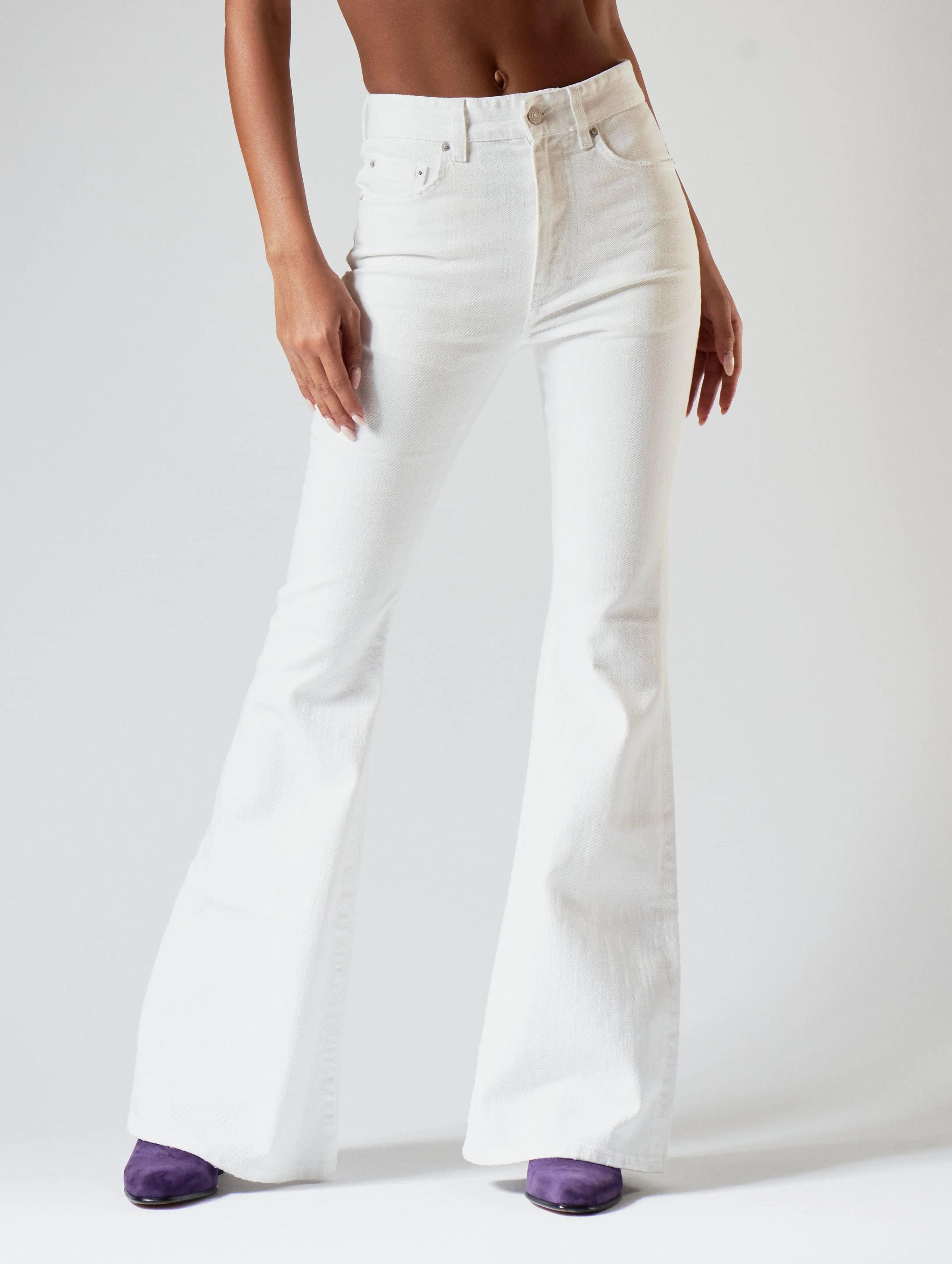 CAROLE BELL BOTTOM JEANS IN WHITE - Woman