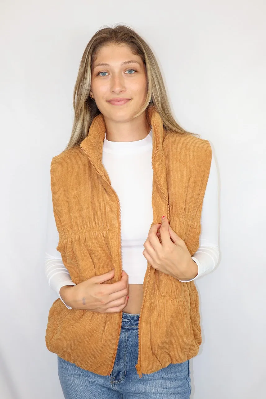 Carri Corduroy Vest Camel