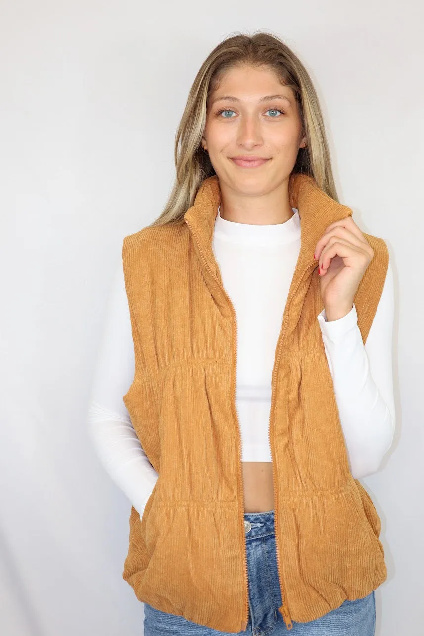 Carri Corduroy Vest Camel