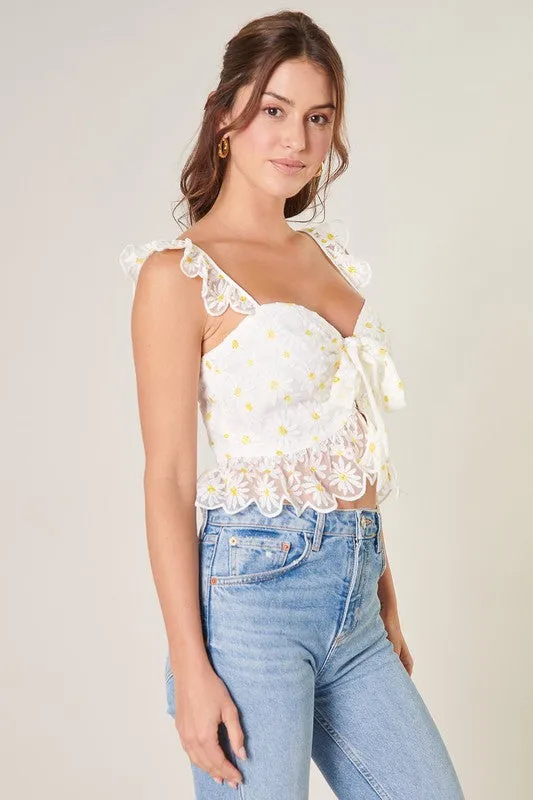 Cassiopeia Ruffle Front Tie Crop Top
