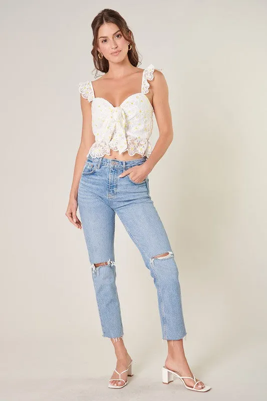Cassiopeia Ruffle Front Tie Crop Top