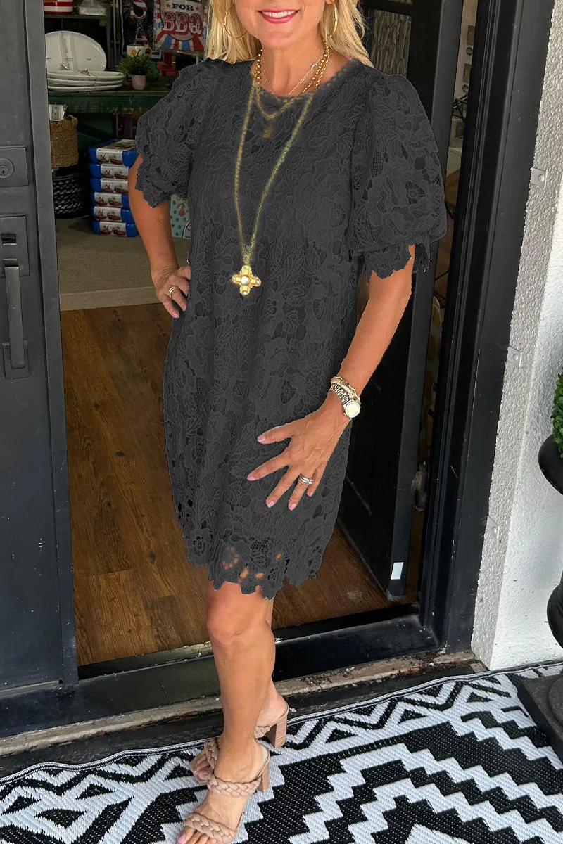 Casual Lace O Neck Short Sleeve Dresses(7 Colors)