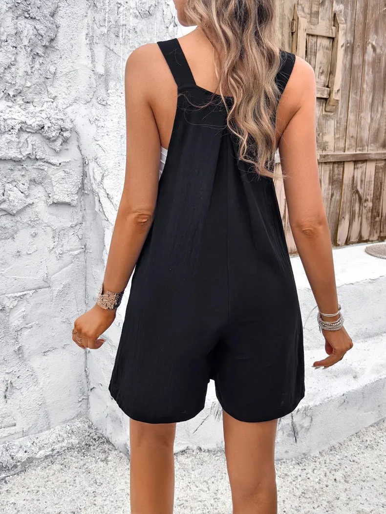 Casual Short Jumpsuit With Adjustable Straps - 3 Colors