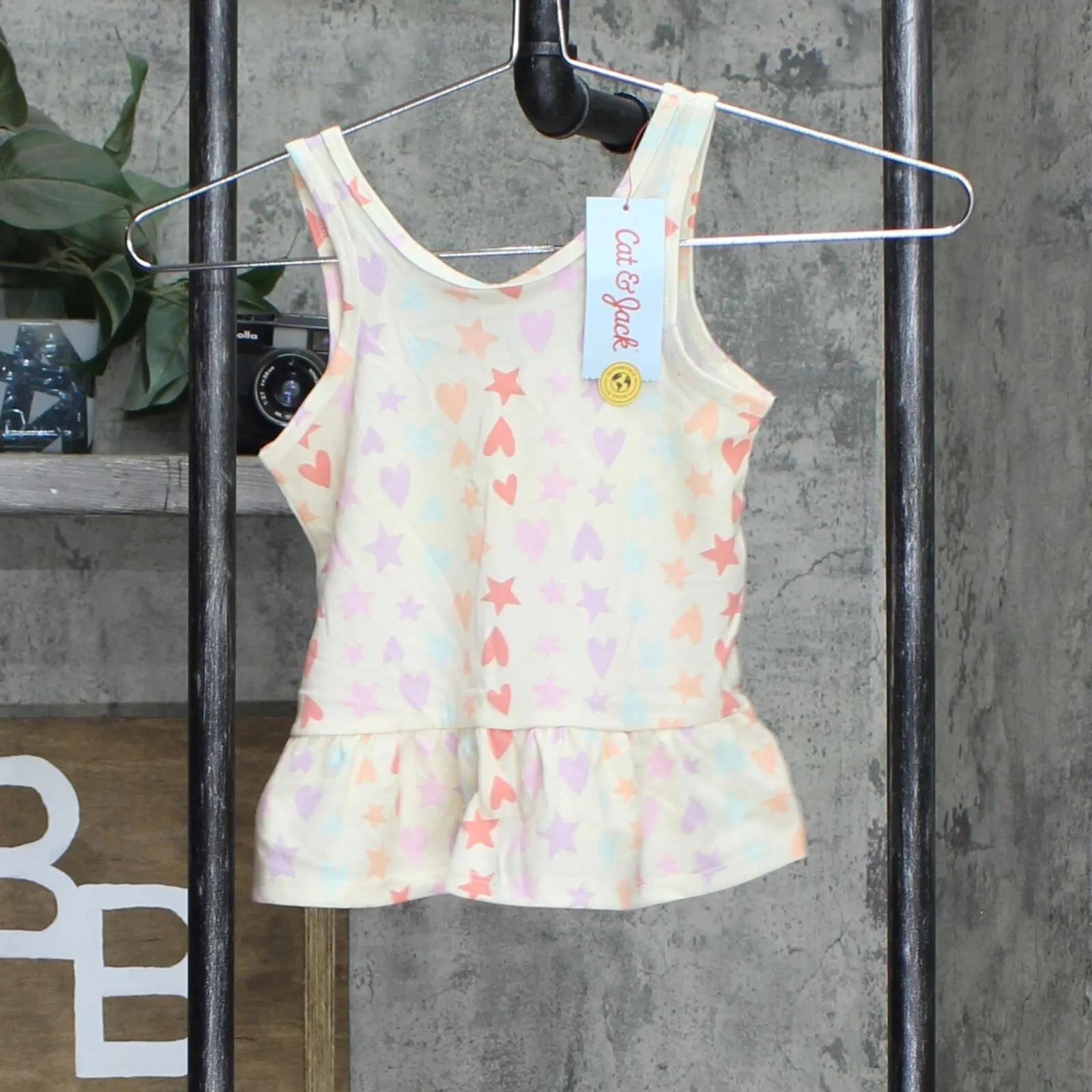 Cat & Jack Toddler Girls' Star & Hearts Peplum Tank Top