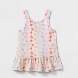 Cat & Jack Toddler Girls' Star & Hearts Peplum Tank Top