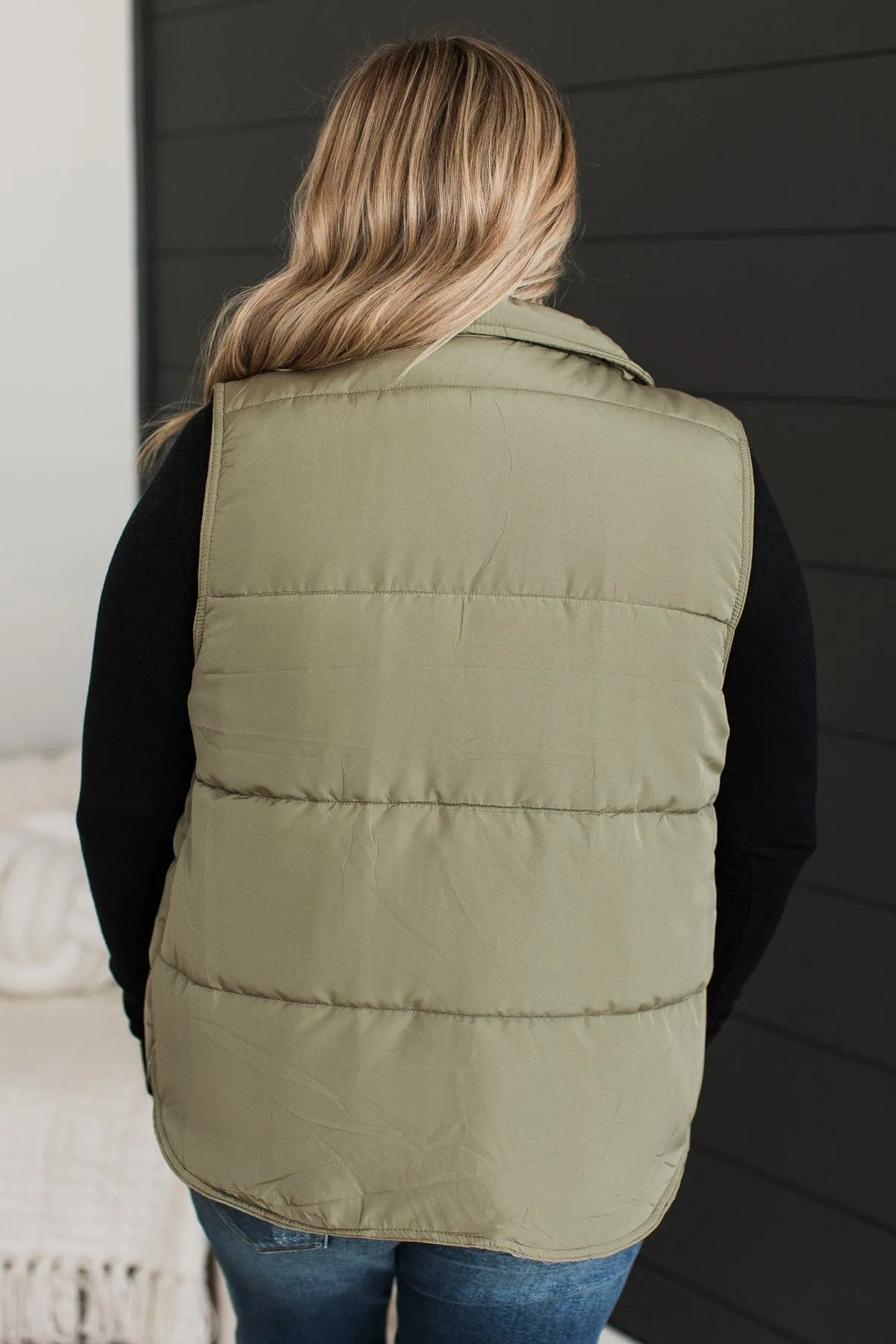 Certainly Adorable Puffer Vest- Sage